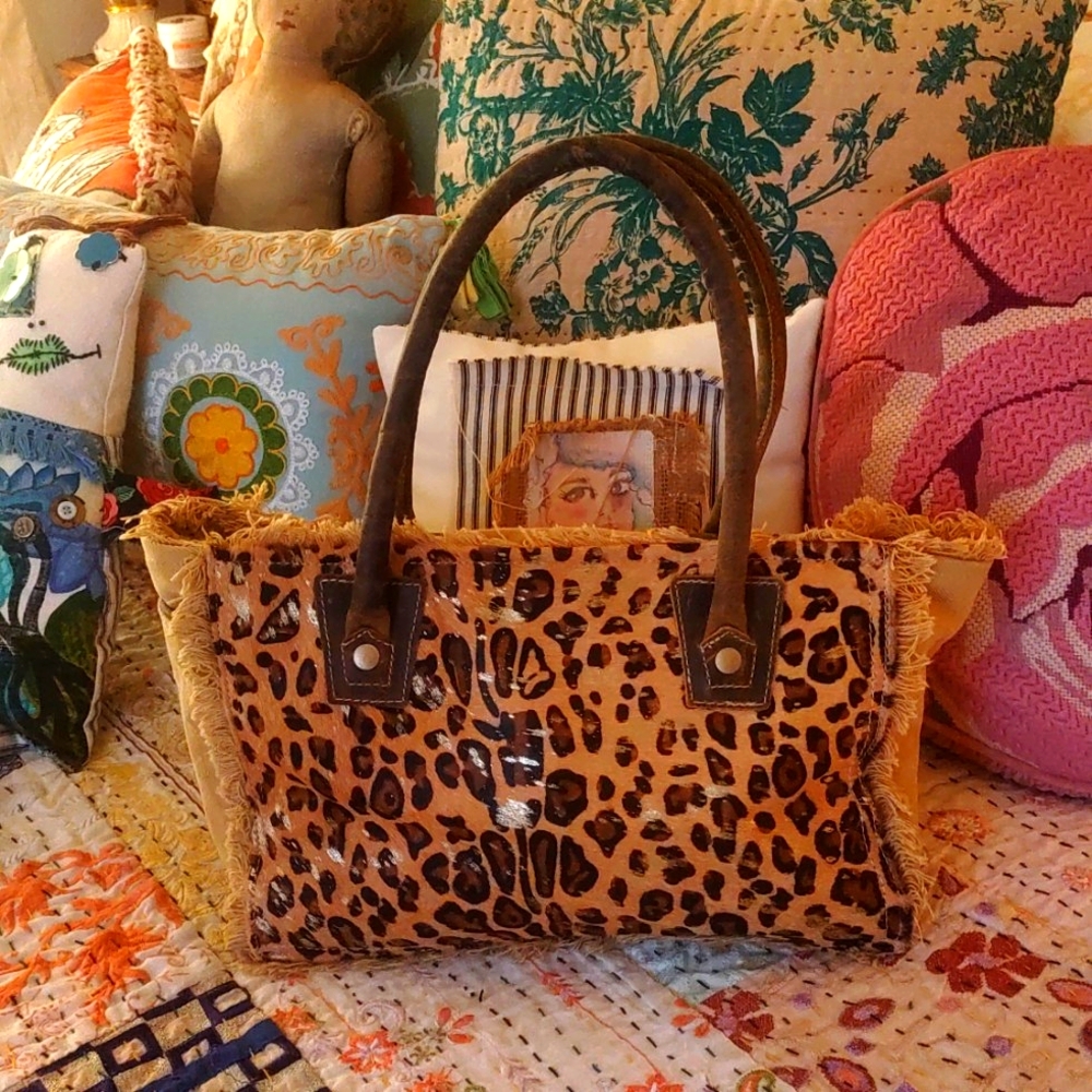 Myra animal print canvas style bag, previously enjoyed